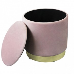 Pouf Poggiapiedi Rotondo in Velluto Rosa base oro 2