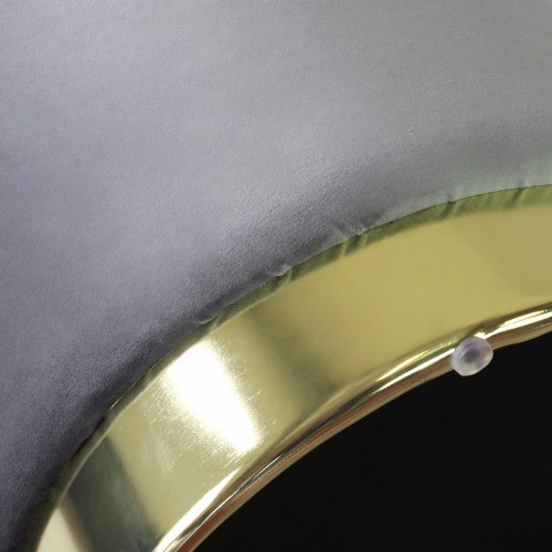 Pouf Poggiapiedi Rotondo da Salotto in Velluto Grigio base oro