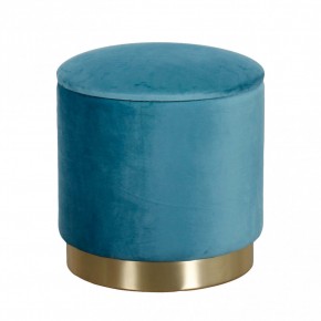 Pouf Poggiapiedi Rotondo da Salotto in Velluto Verde base oro 2