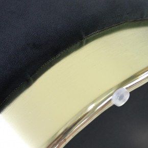 Pouf Poggiapiedi Rotondo da Salotto in Velluto Nero base oro 2