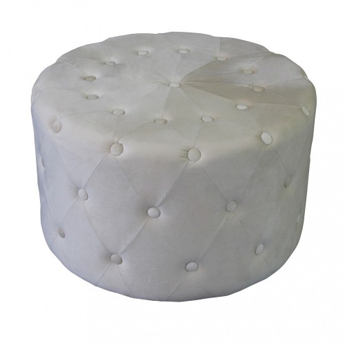 Pouf Poggiapiedi Rotondo in Velluto Beige 67 x 41 cm