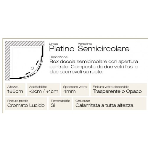 Box Doccia Tondo Semicircolare Vetro Cristallo 80x80 90x90 Angolare Scorrevole 4