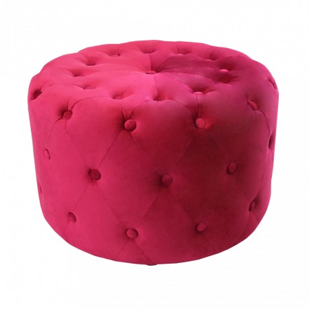 Pouf Poggiapiedi Rotondo in Velluto Rosso 67 x 41 cm