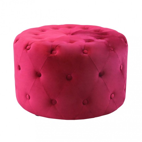 Pouf Poggiapiedi Rotondo in Velluto Rosso 67 x 41 cm