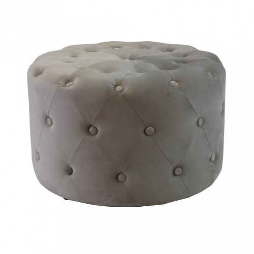 Pouf Poggiapiedi Rotondo in Velluto Tortora 67 x 41 cm