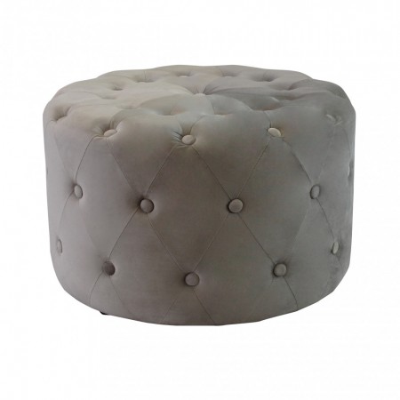 Pouf Poggiapiedi Rotondo in Velluto Tortora 67 x 41 cm