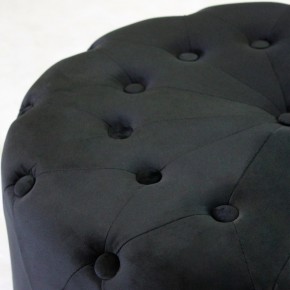 Pouf Poggiapiedi Rotondo in Velluto Nero 67 x 41 cm 2