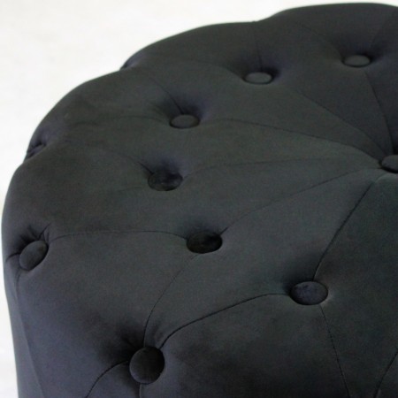 Pouf Poggiapiedi Rotondo in Velluto Nero 67 x 41 cm