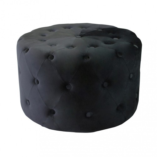 Pouf Poggiapiedi Rotondo in Velluto Nero 67 x 41 cm
