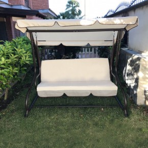 Dondolo Letto da Giardino Beige con Cuscini 202 x 114 x 169 h 2