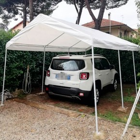 Gazebo per auto 3x6 metri Carport in Metallo Bianco Parasole 2
