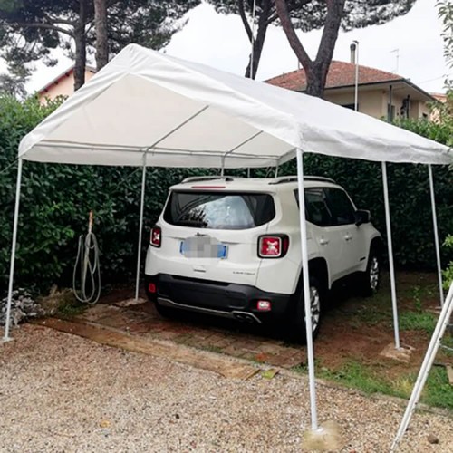 Gazebo per auto 3x6 metri Carport in Metallo Bianco Parasole