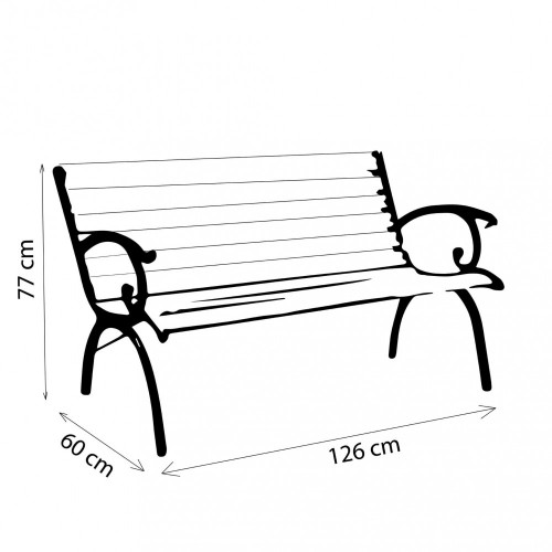 Panchina in Legno e Ghisa Seduta e Schienale da Giardino
