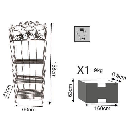 Scaffale Portapiante con 4 Ripiani Bianco in Metallo Antico