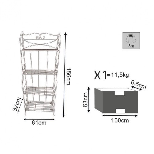 Porta Piante Nero in Metallo Scaffale per Vasi con Ripiani Versatile