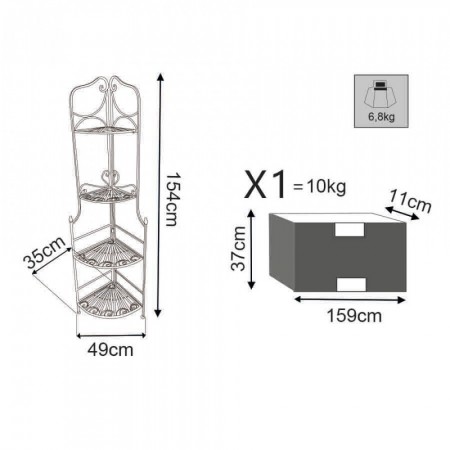 Porta Piante Nero in Metallo Scaffale per Vasi con Ripiani Versatile