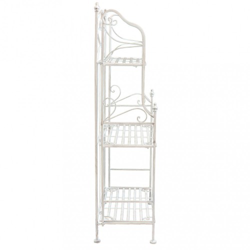 Scaffale per Piante con 3 Ripiani Bianco in Metallo Antico