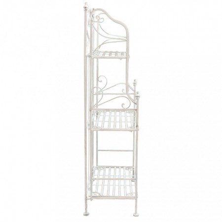 Scaffale per Piante con 3 Ripiani Bianco in Metallo Antico