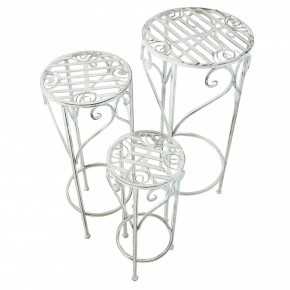 Set di 3 Fioriere per Piante con Bianco in Metallo Antico 2