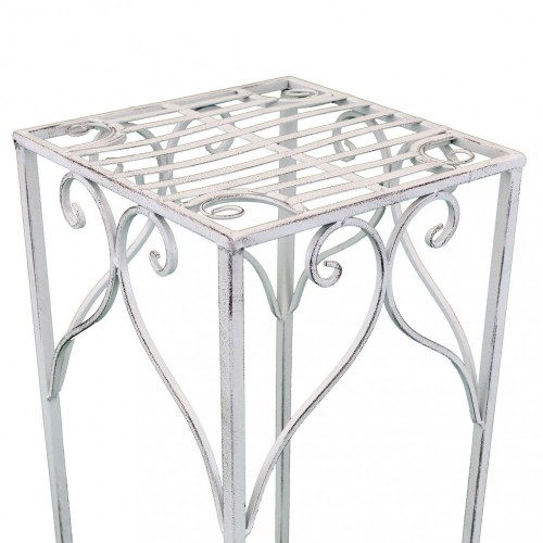Set di 3 Fioriere per Piante Rettangolari Bianco in Metallo Antico