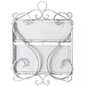 Mensola 2 Ripiani Verniciato Bianco in Metallo Antico 42x22x65 h 2