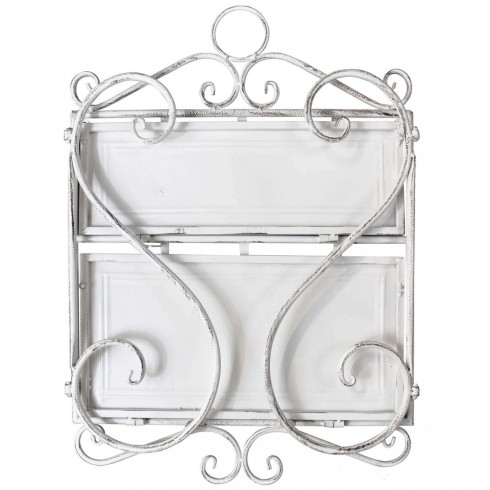 Mensola 2 Ripiani Verniciato Bianco in Metallo Antico 42x22x65 h