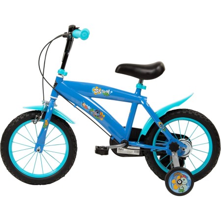 Bicicletta con Rotelle da Bambino Stitch Bici Blu Ruota 14 Pollici