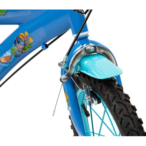 Bicicletta con Rotelle da Bambino Stitch Bici Blu Ruota 14 Pollici