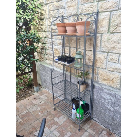 Scaffale in Metallo Antico 4 Ripiani Verniciato Bianco Trattamento Elettroforesi