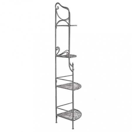 Scaffale Angolare in Metallo Antico 4 Ripiani Verniciato Bianco Portapiante
