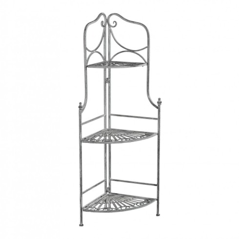 Supporto in Metallo Antico Vintage 3 Ripiani Angolare Bianco 49x35x115cm