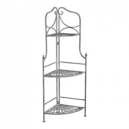 Supporto in Metallo Antico Vintage 3 Ripiani Angolare Bianco 49x35x115cm