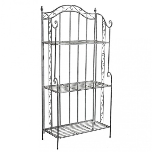 Supporto in Metallo Antico Vintage 3 Ripiani Angolare Bianco 49x35x115cm