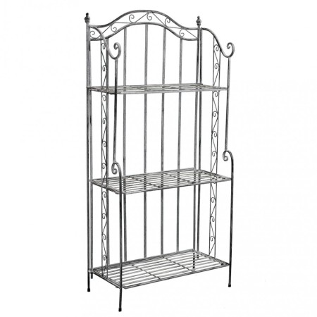 Supporto in Metallo Antico Vintage 3 Ripiani Angolare Bianco 49x35x115cm