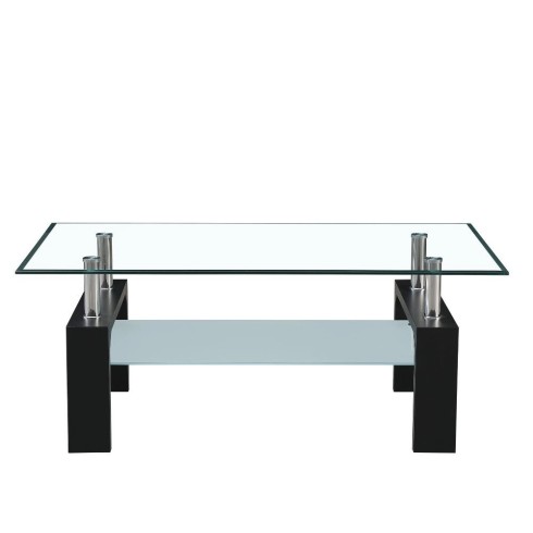 Tavolino in Vetro da Caffe 110x60 Nero Tavolo Basso da Salotto