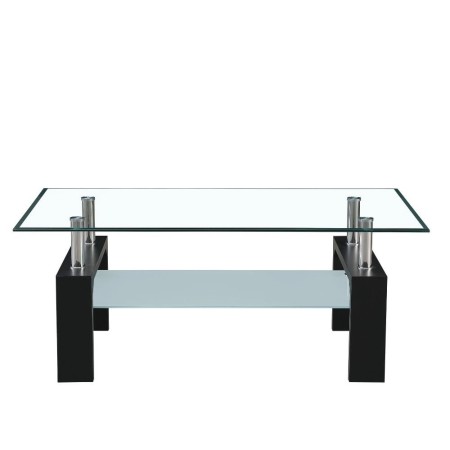 Tavolino in Vetro da Caffe 110x60 Nero Tavolo Basso da Salotto
