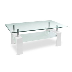 Tavolino in Vetro da Caffe 110x60 Bianco Tavolo Basso da Salotto 2