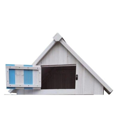 Armadio Contenitore in Legno da Giardino Blu/Bianco Ripostiglio Attrezzi