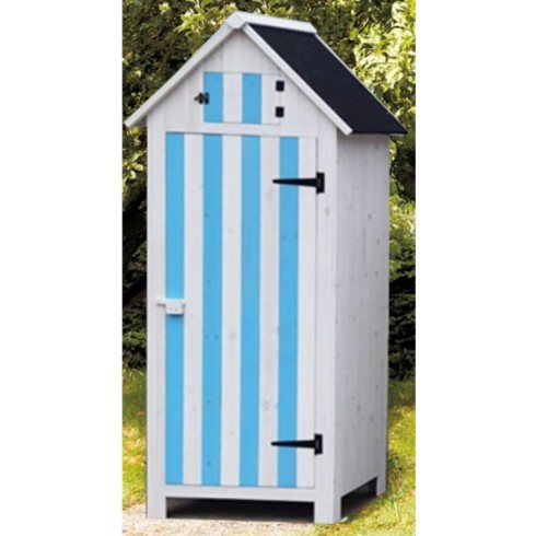 Armadio Contenitore in Legno da Giardino Blu/Bianco Ripostiglio Attrezzi