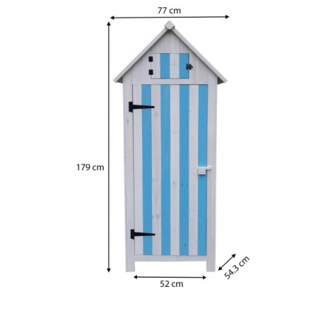 Armadio Contenitore in Legno da Giardino Blu/Bianco Ripostiglio Attrezzi