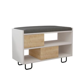 Panca Scarpiera in Legno con Cuscino Imbottito Mobile Ingresso Bianco