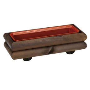 Set 2 Fioriera in Legno Color Castagno 57x25x16 cm con Vaschetta