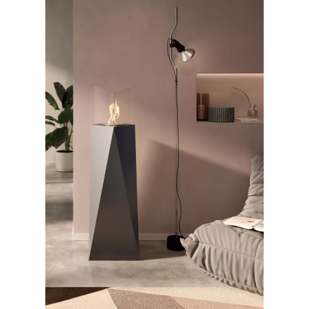 Biocamino da Pavimento Nero 120 cm da Terra con Fiamma Spirale