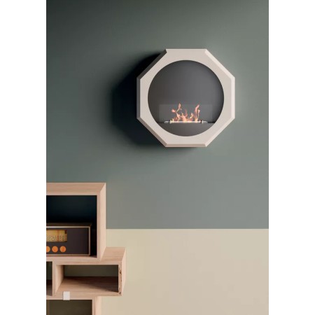 Caminetto a Bioetanolo da Parete Ottagonale Bianco 2Kw