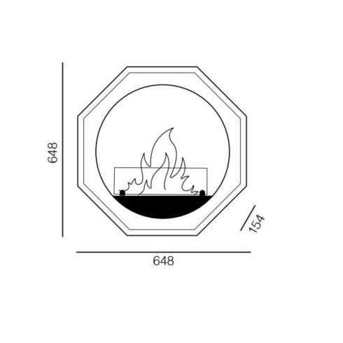 Caminetto a Bioetanolo da Parete Ottagonale Bianco 2Kw