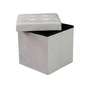 Pouf Contenitore quadrato in Velluto Beige 38 x 38 x 38 cm 2