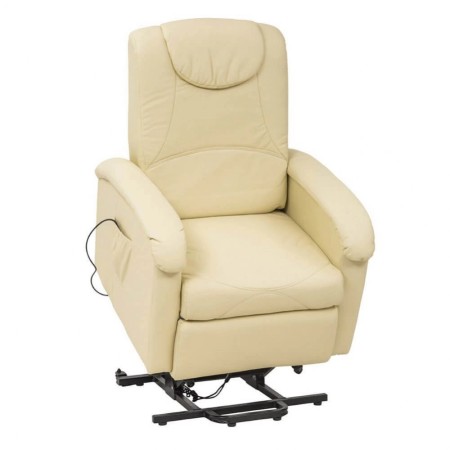 Poltrona Elettrica Reclinabile in Ecopelle Beige con Braccioli Relax