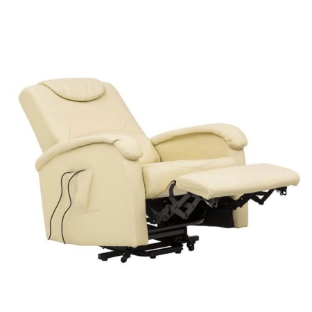Poltrona Elettrica Reclinabile in Ecopelle Beige con Braccioli Relax