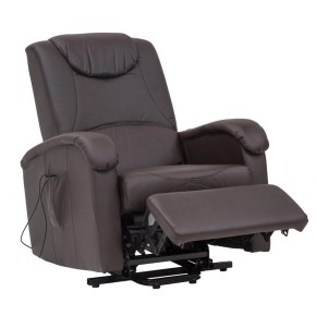 Poltrona Elettrica Reclinabile in Ecopelle Marrone Relax con Braccioli 2