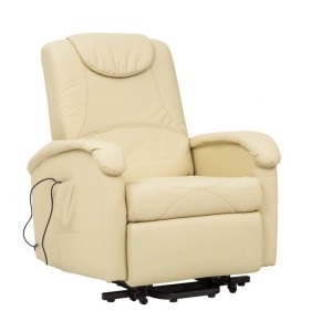 Poltrona Elettrica Massaggiante Reclinabile in Ecopelle Beige 2